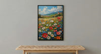 Patriotic Wildflower Art Print, Americana Meadow Decor - Spring Landscape Poster