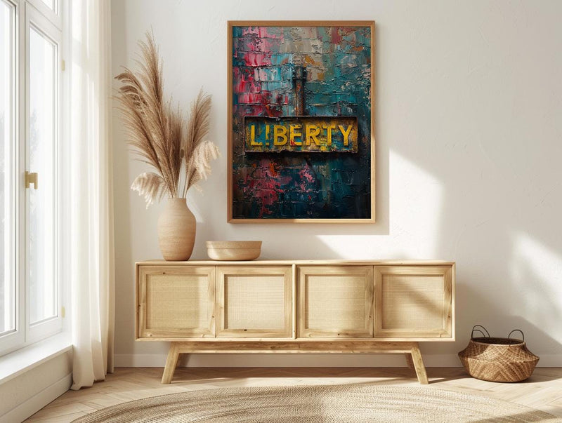 Liberty Typography Art Print, Historic Americana Decor - Mountain Rock Poster