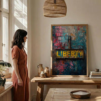 Liberty Typography Art Print, Historic Americana Decor - Mountain Rock Poster