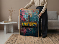 Liberty Typography Art Print, Historic Americana Decor - Mountain Rock Poster