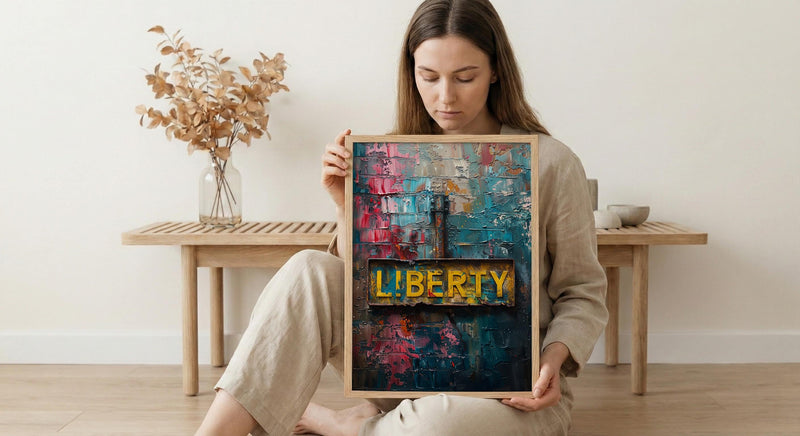 Liberty Typography Art Print, Historic Americana Decor - Mountain Rock Poster
