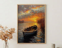 Hudson River Wall Art, Colonial Boat Decor - Misty Historical Landscape