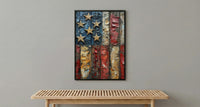 Weathered American Flag Wall Art, Rustic Patriotic Decor - Vintage Flag Print