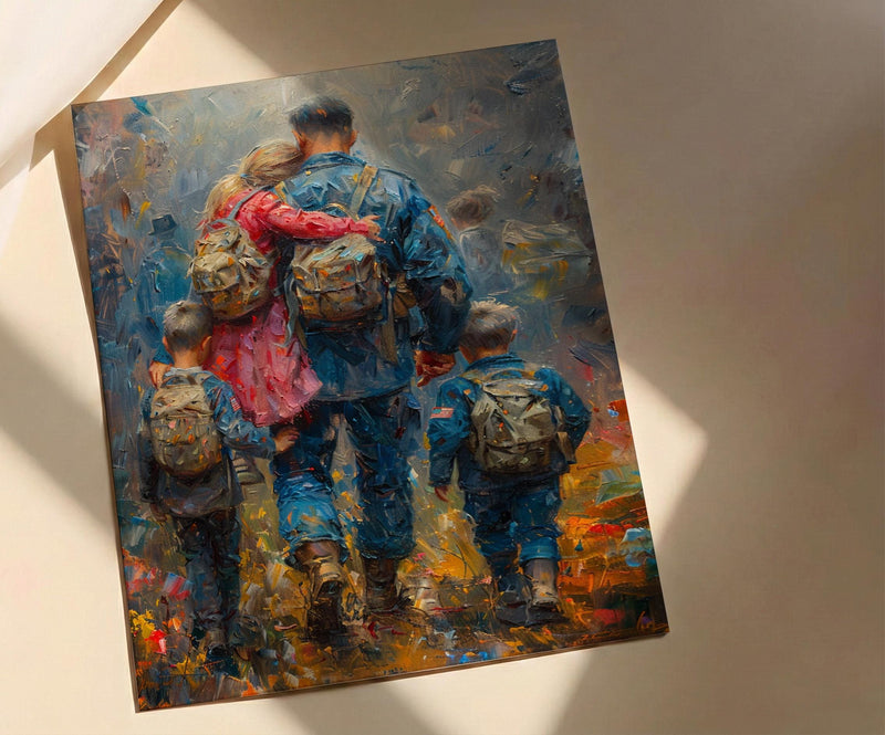 Veteran Father Poster, Military Family Decor - Patriotic Americana Art