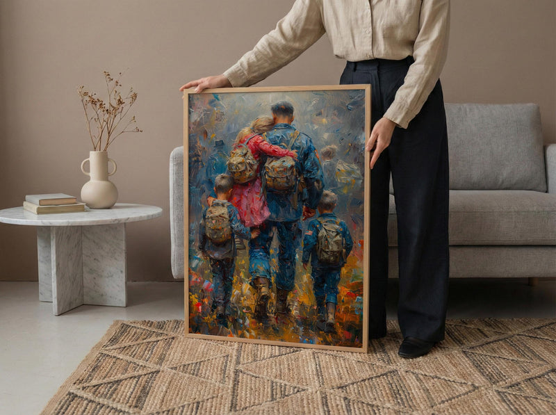 Veteran Father Poster, Military Family Decor - Patriotic Americana Art
