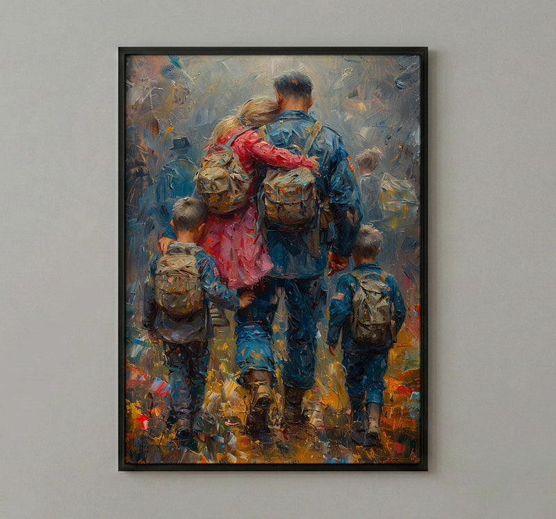 Veteran Father Poster, Military Family Decor - Patriotic Americana Art