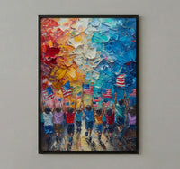 Kids 4th Of July Parade Poster, Joyful Americana Decor - Patriotic Wall Art