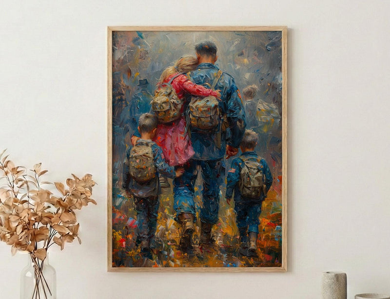 Veteran Father Poster, Military Family Decor - Patriotic Americana Art