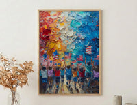 Kids 4th Of July Parade Poster, Joyful Americana Decor - Patriotic Wall Art