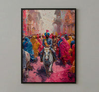 Baraat Procession Art, Indian Wedding Decor - Desi Wedding Gift