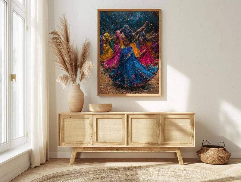 Gujarati Garba Art, Dandiya Dance Print - Indian Heritage Gift