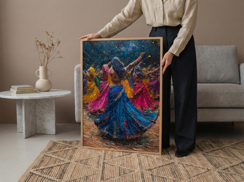 Gujarati Garba Art, Dandiya Dance Print - Indian Heritage Gift