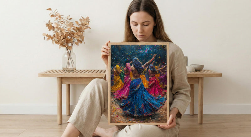 Gujarati Garba Art, Dandiya Dance Print - Indian Heritage Gift