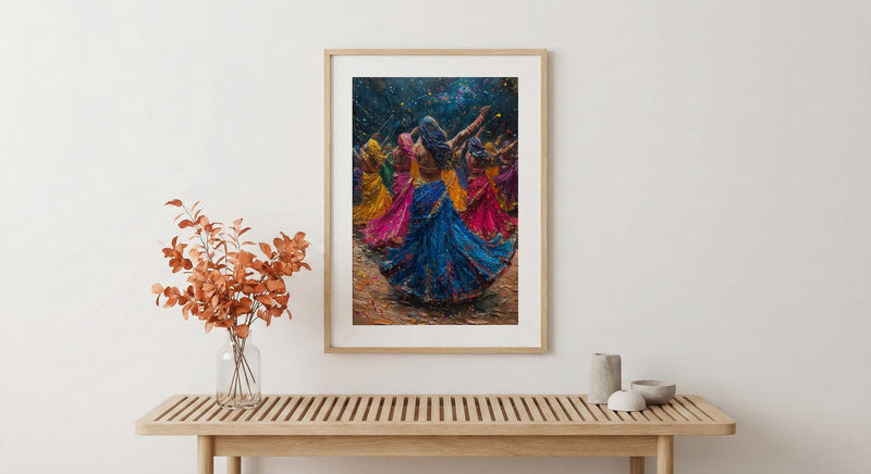 Gujarati Garba Art, Dandiya Dance Print - Indian Heritage Gift