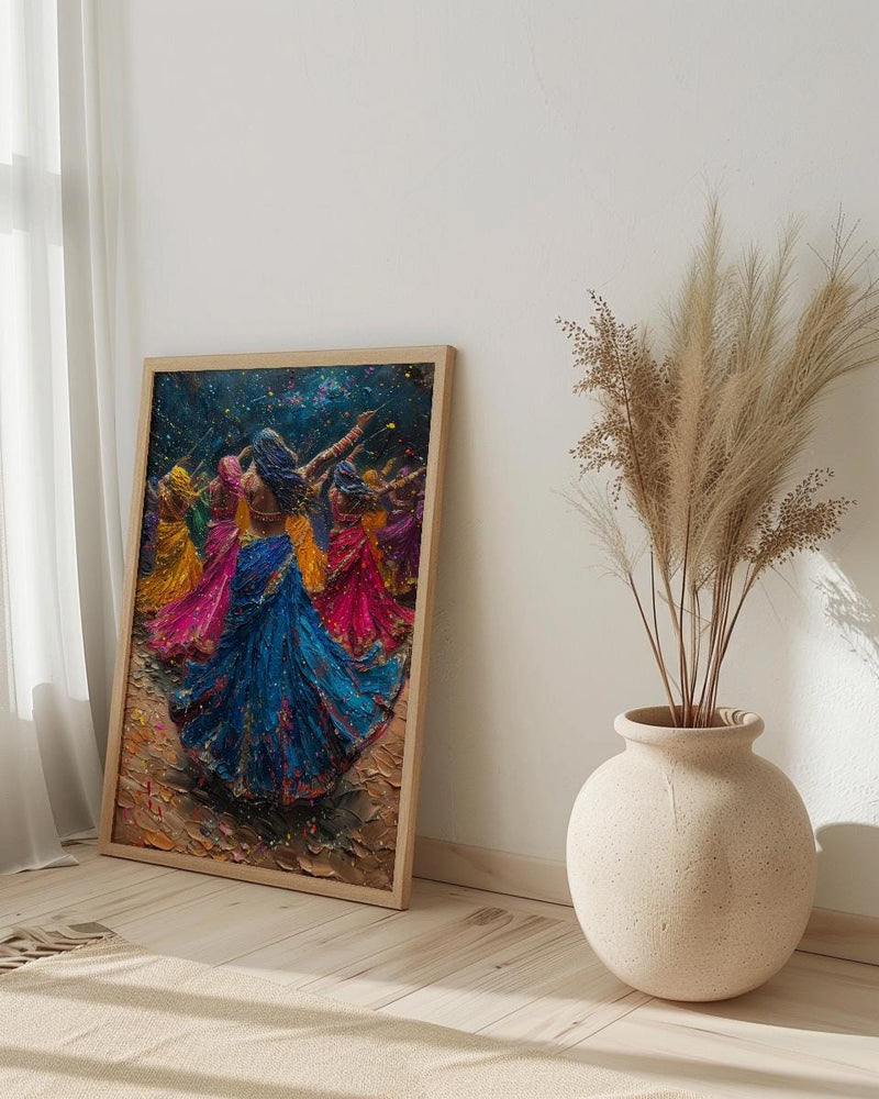 Gujarati Garba Art, Dandiya Dance Print - Indian Heritage Gift