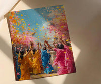 Haldi Festival Art, Indian Holi Decor - Joyful Newlywed Gift