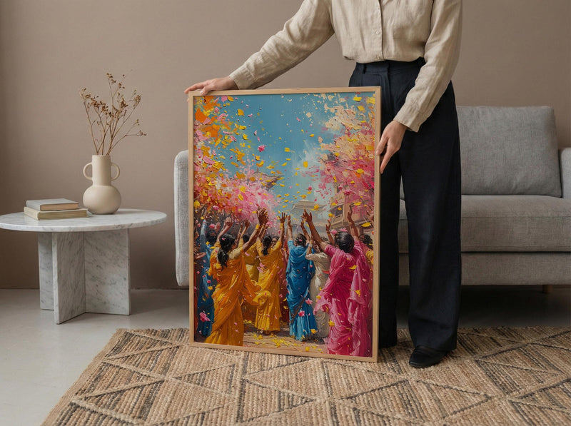 Haldi Festival Art, Indian Holi Decor - Joyful Newlywed Gift