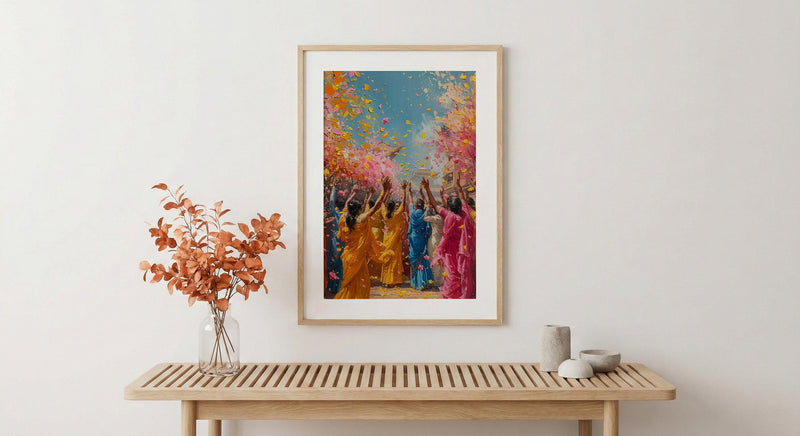 Haldi Festival Art, Indian Holi Decor - Joyful Newlywed Gift