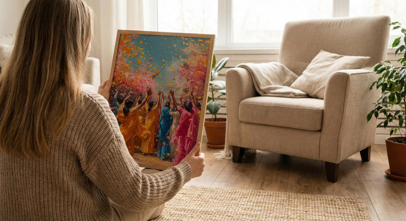 Haldi Festival Art, Indian Holi Decor - Joyful Newlywed Gift