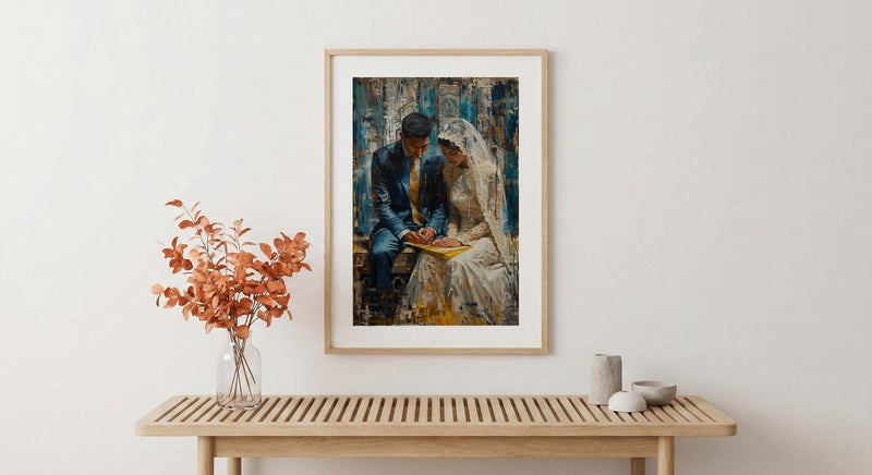 Nikkah Ceremony Art, Islamic Wedding Decor - Muslim Couple Gift