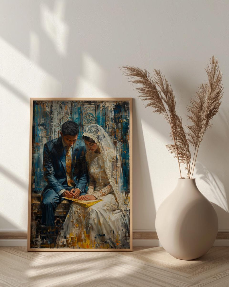 Nikkah Ceremony Art, Islamic Wedding Decor - Muslim Couple Gift