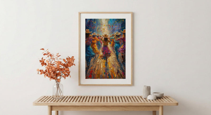 Texas Barn Dance Print, Line Dance Art - Country Wedding Decor