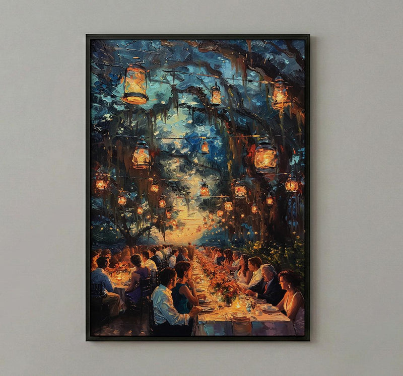 Southern Wedding Feast, Backyard Reception Art - Newlywed Gift