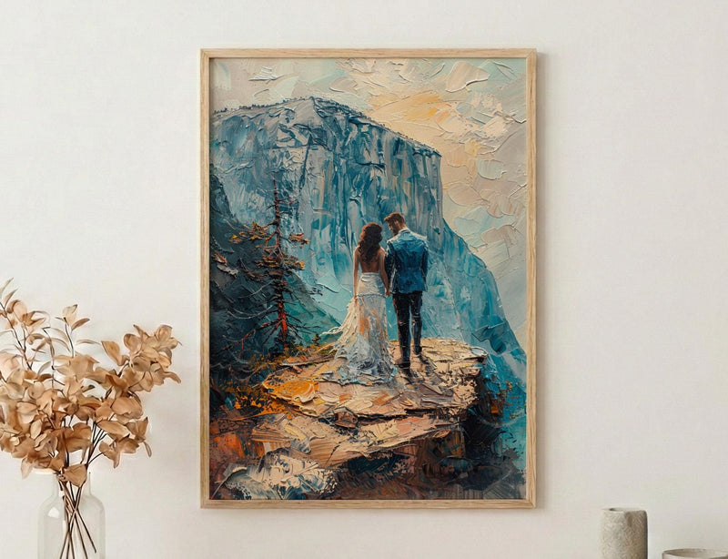 Yosemite Elopement Art Print, National Park Decor - Newlywed Gift