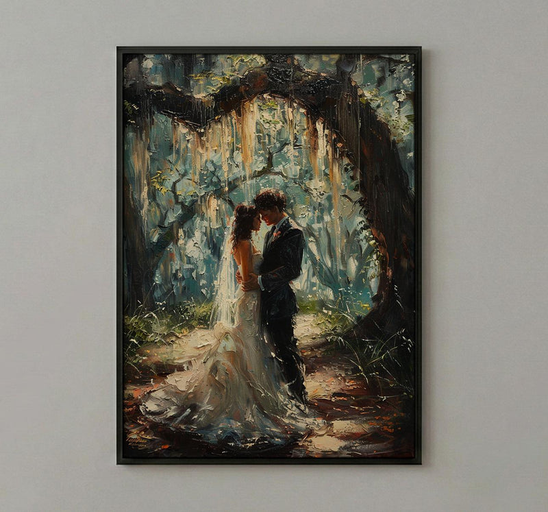 Southern Wedding Wall Art, Savannah Oak Tree Print - Romantic Gift
