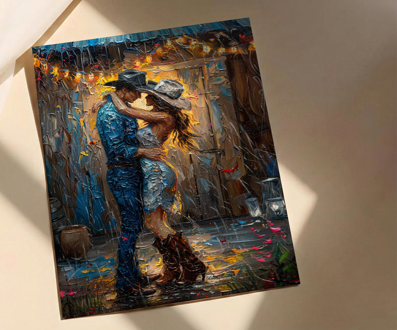 Texas Barn Wedding Art Print, Rustic Country Decor - Anniversary Gift