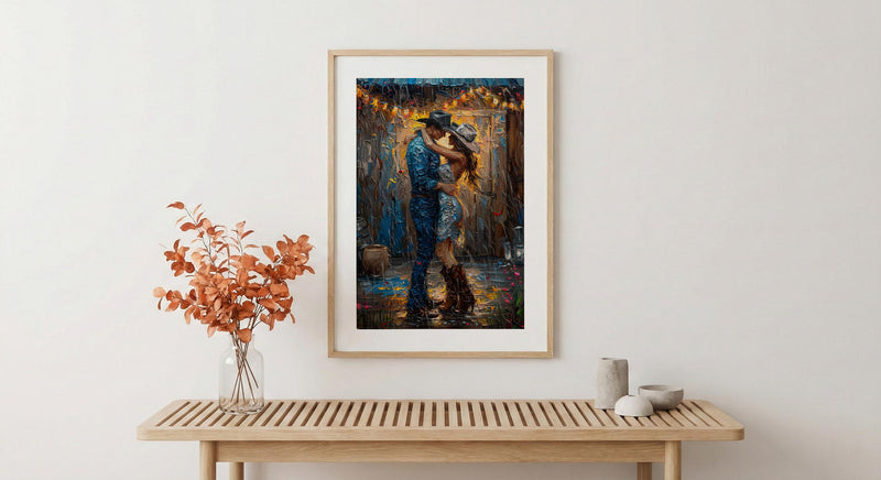 Texas Barn Wedding Art Print, Rustic Country Decor - Anniversary Gift