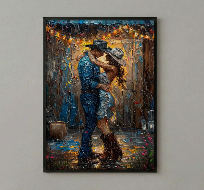 Texas Barn Wedding Art Print, Rustic Country Decor - Anniversary Gift