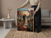 Sedona Desert Art Print, Boho Wedding Poster - Red Rocks Wall Decor
