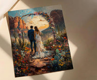 Sedona Desert Art Print, Boho Wedding Poster - Red Rocks Wall Decor