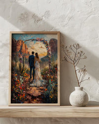 Sedona Desert Art Print, Boho Wedding Poster - Red Rocks Wall Decor