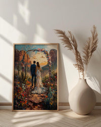 Sedona Desert Art Print, Boho Wedding Poster - Red Rocks Wall Decor