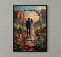 Sedona Desert Art Print, Boho Wedding Poster - Red Rocks Wall Decor