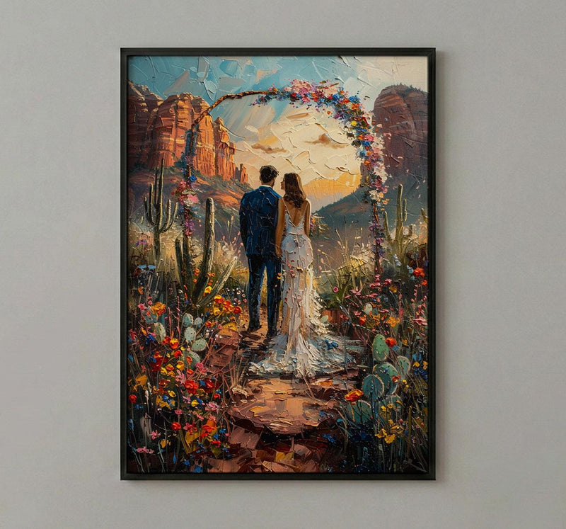 Sedona Desert Art Print, Boho Wedding Poster - Red Rocks Wall Decor