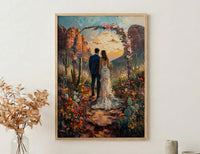 Sedona Desert Art Print, Boho Wedding Poster - Red Rocks Wall Decor