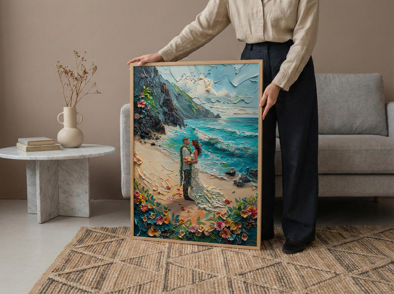 Hawaii Beach Wedding Wall Art, Maui Travel Poster - Tropical Honeymoon Art