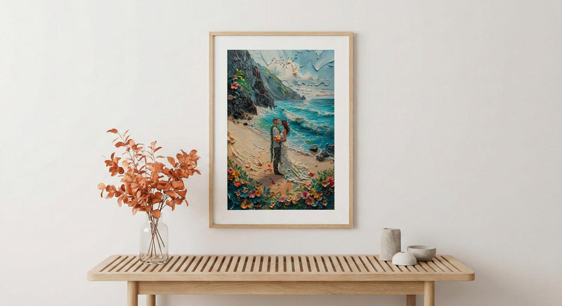 Hawaii Beach Wedding Wall Art, Maui Travel Poster - Tropical Honeymoon Art