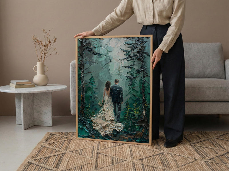 Moody Forest Poster, PNW Wedding Print - Twilight Nature Art