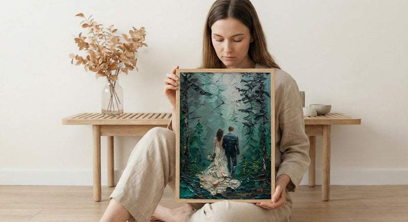 Moody Forest Poster, PNW Wedding Print - Twilight Nature Art