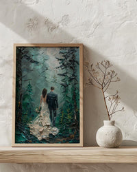 Moody Forest Poster, PNW Wedding Print - Twilight Nature Art