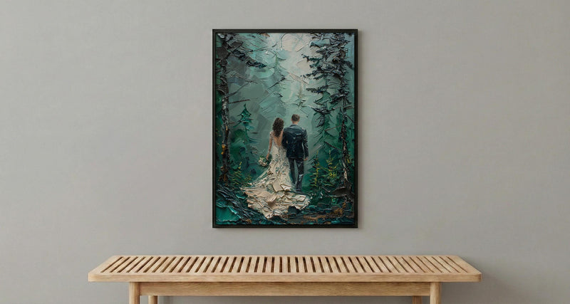 Moody Forest Poster, PNW Wedding Print - Twilight Nature Art