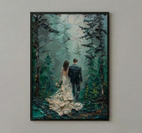 Moody Forest Poster, PNW Wedding Print - Twilight Nature Art