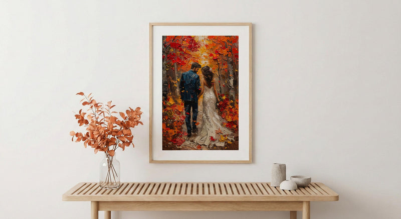 New England Fall Wall Art, Autumn Wedding Poster - Rustic Decor