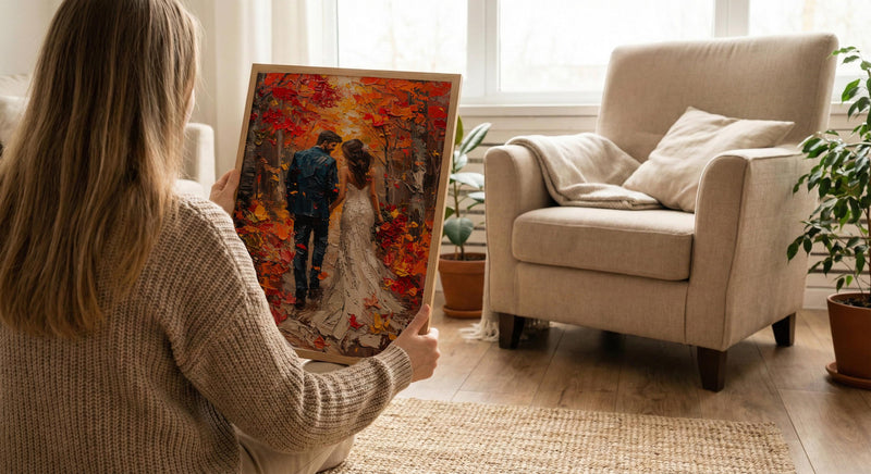 New England Fall Wall Art, Autumn Wedding Poster - Rustic Decor