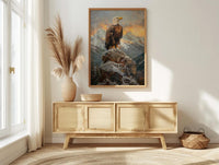 Bald Eagle Sunrise Poster, Majestic Mountain Decor - Patriotic Wildlife Art