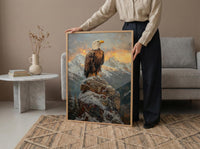 Bald Eagle Sunrise Poster, Majestic Mountain Decor - Patriotic Wildlife Art